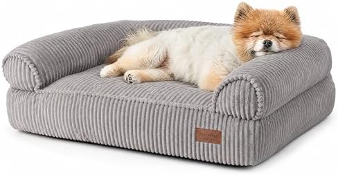 FUKUMARU Dog Couch Bed, Corduroy Cozy Cat Bed, Waterproof, Washable Cover by FUKUMARU