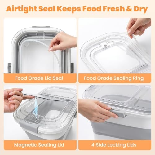 2 Pack 25 Lbs Dog Food Storage Container, Collapsible Rice Container - Image 4