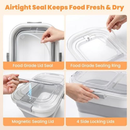 2 Pack 25 Lbs Dog Food Storage Container, Collapsible Rice Container - Image 4
