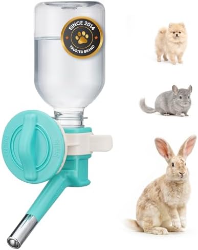 Choco Nose Patented No-Drip Water Bottle/Feeder for Puppies/Toy-Small Breed Dogs/Rabbits/Cats/Chinchillas and Other Small Pets and Animals - for Cages or Crates 10.2 oz. Nozzle 13mm, Aqua (C528) by ChocoNosePetSupplyWeLovePetsLikeYouDo