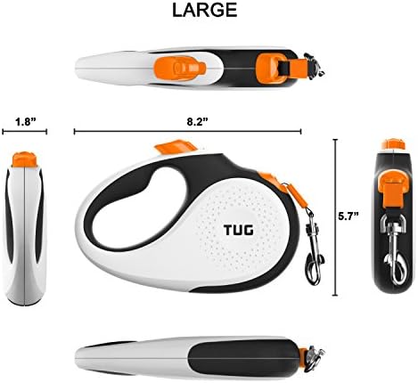 TUG Original Retractable Dog Leash, 16 ft (Large, White/Orange) - Image 2