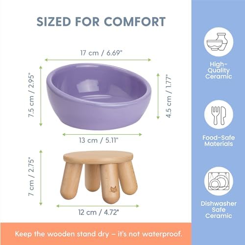 The Cat Ladies Tilted Ceramic Cat Bowl - Elevated Food Bowls Ceramic Pet Bowl - Raised Ceramics Bowls - Elevated & Tilted Design for Comfortable Eating - Dishwasher Safe - Wide Opening - Image 3