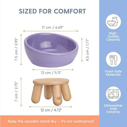 The Cat Ladies Tilted Ceramic Cat Bowl - Elevated Food Bowls Ceramic Pet Bowl - Raised Ceramics Bowls - Elevated & Tilted Design for Comfortable Eating - Dishwasher Safe - Wide Opening - Image 3
