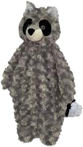 Pet Lou Stuffingless Floppy Plush Dog Toys with Durable Squeak and Crinkle Paper Dog Chew Toys (Grey, 19" Floppy Raccoon)