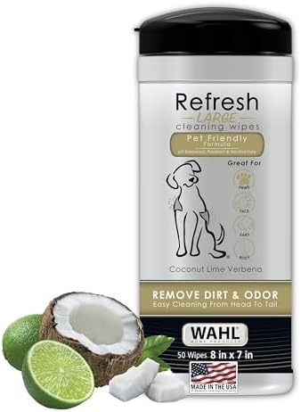Wahl USA Pet Refresh Cleaning Wipes for Dogs, Coconut Lime Verbena, 50 ct by Wahl