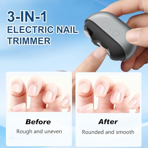 Electric Nail Clipper for Seniors & Toddler Nail Clipper 3 in 1,2026 Electric Nail Trimmer with LED Light&Polishing,Adjustable 2 Speeds Automatic Nail Cutter for Thick Toenails,Adults,Baby Gray - Image 5