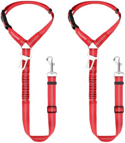 BWOGUE 2 Pack Dog Seat Belt for Car, Elastic Bungee Buffer Safety Seat Belt by BWOGUEPetHome