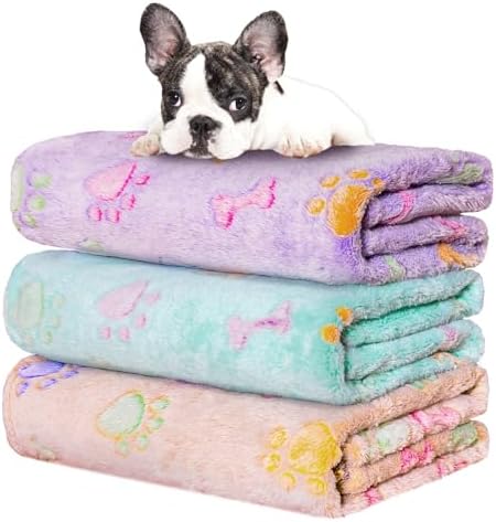 Rezutan Small Dog Blanket, Soft Puppy & Cat Flannel 3 Pack, 23"x16" by Rezutan