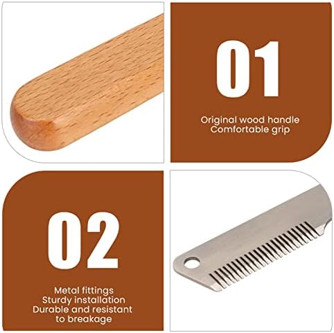 Cat Stripping Comb, Pet Stripping Pet Stripping Comb Dog Grooming Tools Multifunction Remove Floating Hair Dog Stripping Knife with Wood Handle for Cats Dogs - Image 2