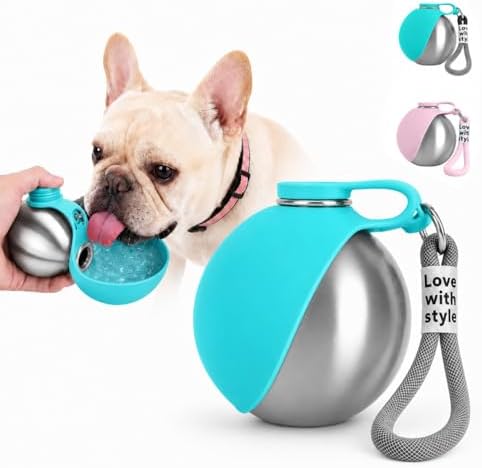 Portable Pet Dog Water Bottle with Silicone Collapsible Bowl, 10 oz Blue by Unknown