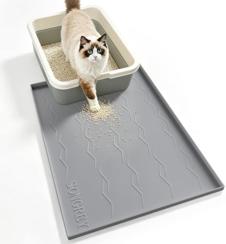 Songrey Silicone Cat Litter Mat 24" x 16", Large Litter Trapping Mat, Gray by Unknown