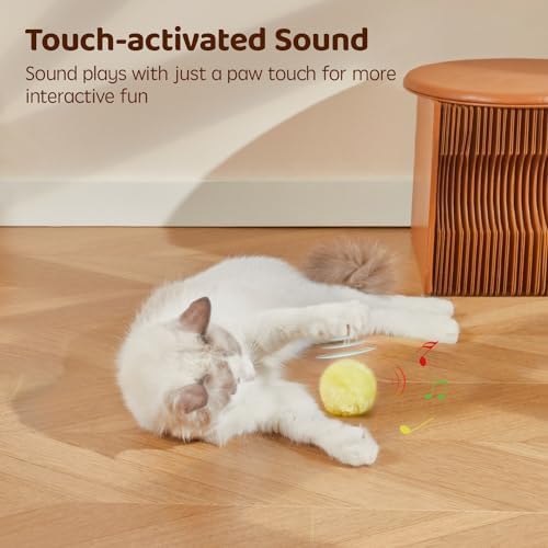 Potaroma Chirping Cat Toys Balls with SilverVine Catnip, Upgraded, 3 Pack Fluffy Interactive Cat Kicker, 3 Lifelike Animal Sounds, Kitty Kitten Catnip Exercise Toys - Image 3