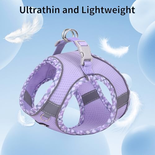 AIITLE Small Dog Harness and Leash Set with Strong Magic Tape, Purple XS - Image 4