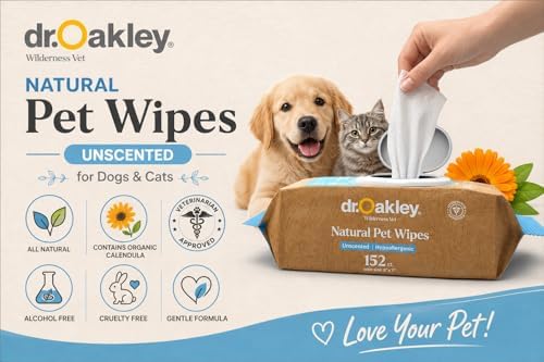 Dr. Oakley Dog Wipes for Paws and Butt | 152 Large 8x7 Pet Wipes for Dogs | Plant-Based Dog Cleaning Wipes | Dog Grooming Supplies for Sensitive Skin | Vet Recommended Daily Natural (Unscented) - Image 3