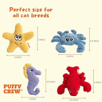 4 Pack Interactive Catnip Cat Plush Toy, Ocean Theme Set, 5'', for All Breed Size Cats (4 in 1) - Image 3