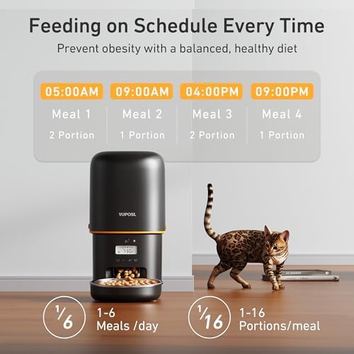 Automatic Cat Feeder, 4L Cat Food Dispenser with Anti-Jam Design, Over 180-day Battery Life, 1-6 Meals Per Day with Stainless Steel Cat Bowl, Keep Dry Food Fresh, Timed Pet Feeder Also for Small Dog - Image 3