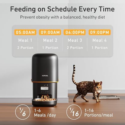 Automatic Cat Feeder, 4L Cat Food Dispenser with Anti-Jam Design, Over 180-day Battery Life, 1-6 Meals Per Day with Stainless Steel Cat Bowl, Keep Dry Food Fresh, Timed Pet Feeder Also for Small Dog - Image 3