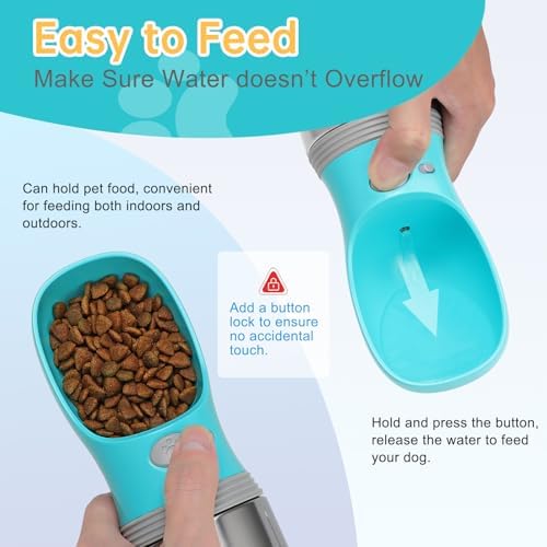 Portable Dog Water Bottle with Food Container, 14 OZ, Stainless Steel - Image 4
