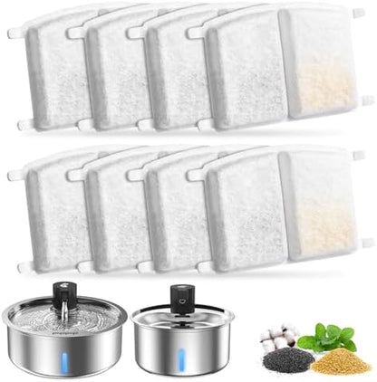 Dog Water Fountain, 8L Stainless Steel Dog Water Fountain for Large Dogs, Dog Water Bowl Dispenser, Super Quiet Pump and Replacement Filters for Cats and Dogs (Primary 8 pcs Filters) by Kulobby