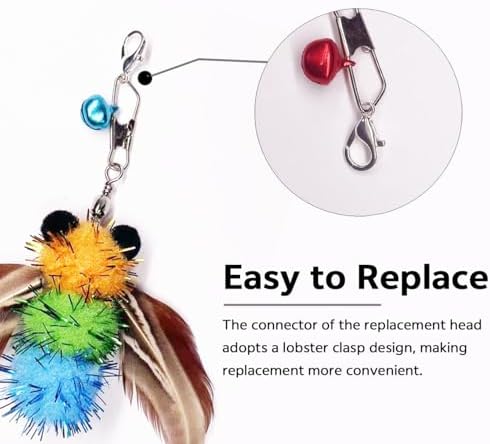 Cat Feather Toys,6 Pcs Coloful Artificial Insects Bees Refills,Cat Wand Attachment Toys for Kitten Cats Wand(6Pcs Bees - Image 3