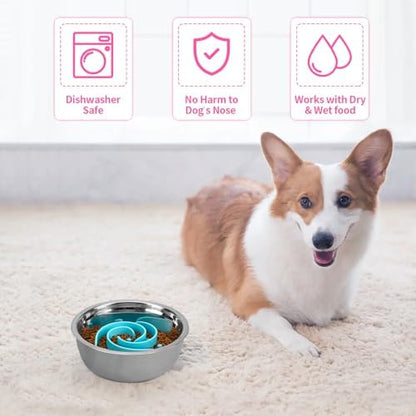 Slow Feeder Dog Bowls Insert, Bestalk Soft Silicone Slow Eating Feeder Insert with Suction Cups for Small, Medium and Large Dogs, Fit into Basic and Elevated Dog Bowls, Teal - Image 5
