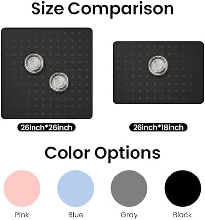 Silicone Pet Feeding Mat, 26x18 Inch Waterproof Dog Bowl Mat – Non-Slip, Machine Washable, Thin 0.23 Inch Edge for Messy Eaters, Protects Hardwood & Tile Floors, Black - Image 6