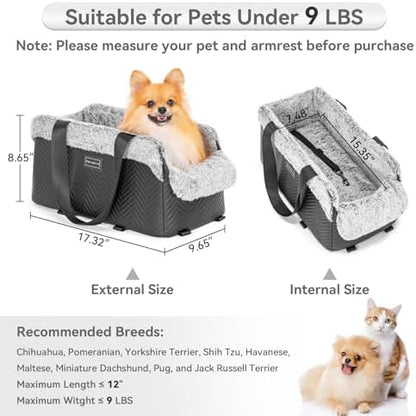 PETSFIT Center Console Dog Car Seat, Portable Pet Car Seat with Safe Protective Hooks, Luxury Dog Car Seats for Small Dogs Includes Safety Leash and Storage Pocket for Pets Up to 9 lbs (Black) - Image 4