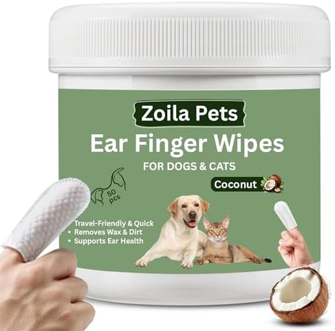 Dog & Cat Ear Cleaner Wipes - Gentle Finger Wipes for Wax, Dirt & Odor by ZoilaPets