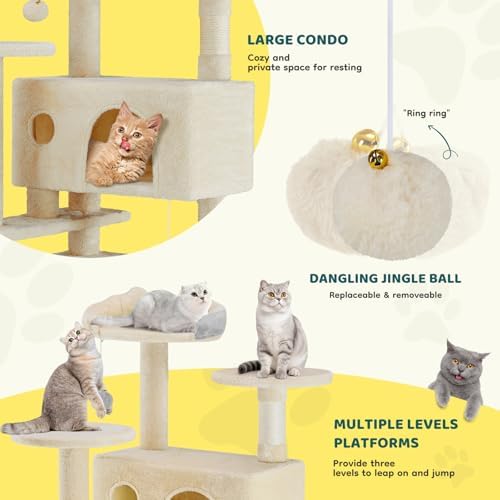 54 Inch Cat Tree Tower with Sisal Scratching Post - Image 3