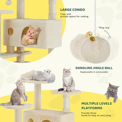 54 Inch Cat Tree Tower with Sisal Scratching Post - Image 3