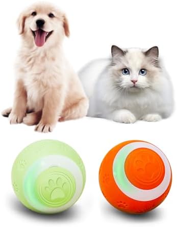 SEALON BL01A01 Green 2 Pack Automatic Rolling Cat Ball Toy with Obstacle Avoidance & Hunting Stimulation for Multi-Cat Households, Ideal for Lounges, Cat Tree Areas, Balconies & Pet Zones by HelloFromSealon