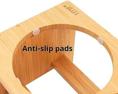 HTB Elevated Dog Bowl Stand with 2 Stainless Steel Bowls-7" H Medium Bamboo - Image 2