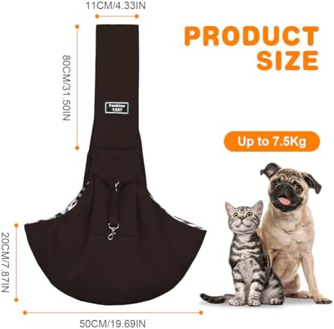 Dog Sling Carrier with Padded Strap, Reversible Pet Carrier for Cat Dogs, Hands Free Puppy Sling with Pocket, Dog Carriers for Small Dogs Cats, Cat Purse Bag Outdoor Travel Safety Harness - Image 2