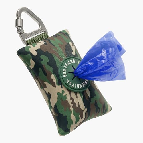 Dog Friendly Co. Poop Bag Holder for Leash, Dog Waste Bag (Green Camo) by DogFriendly