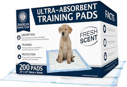 AKC Puppy Training Pads, 22" x 22", Fresh Scent, 200 Count by AmericanKennelClub