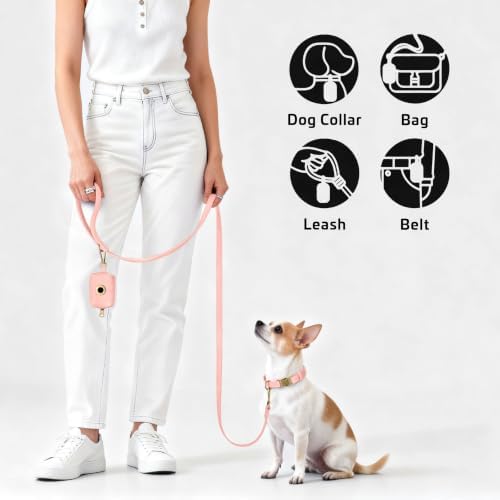 Didog Dog Poop Bag Holder for Leash, Stylish PU Leather, Pink - Image 3