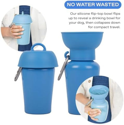 Springer Flip Dog Water Bottle | Portable Drinking Feeder with Foldable Food-Grade Silicone Bowl | One-Hand Squeeze & Leak-Proof | Walking, Hiking & Camping | Puppy Essentials - Image 2