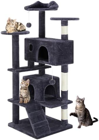 54 Inch Cat Tree Tower with Sisal Scratching Posts by Aidoly