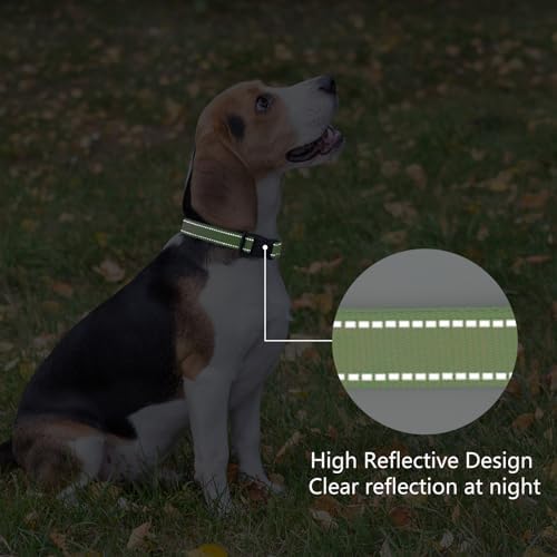 Reflective Dog Collar, Adjustable Nylon for Large Dogs,Green - Image 5