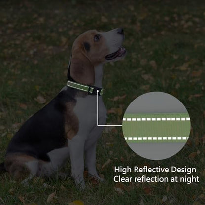 Reflective Dog Collar, Adjustable Nylon for Large Dogs,Green - Image 5