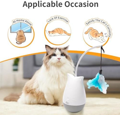 DOEL Cat Toys Interactive for Indoor, Rechargeable Automatic Rotating Feather Wand Toy, Tumbler Design, Electric Fun Tracker Exercise Gift, Stimulate to Chase and Hunting, for Bored Cats Kitten - Image 5