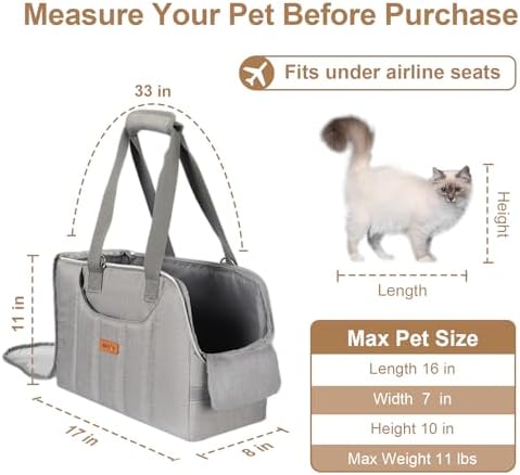 Dog Purse Carrier for Small Dogs Cats Rabbits Up to 12lbs, Lightweight Pet Sling Carriers with Crossbody Strap, Portable Puppy Soft Sided Tote Bag Carrier for Vet,Hiking,Travel Gray - Image 2
