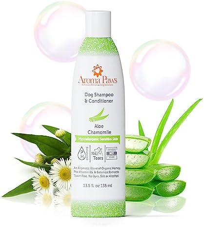 Dog Shampoo and Conditioner - Tearless Dog Shampoo for Cleansing, Grooming, and Conditioning Sensitive Skin - Moisturizing Shampoo for Dogs and Puppies - Fragrance-Free 13.5 oz by AromaPaws