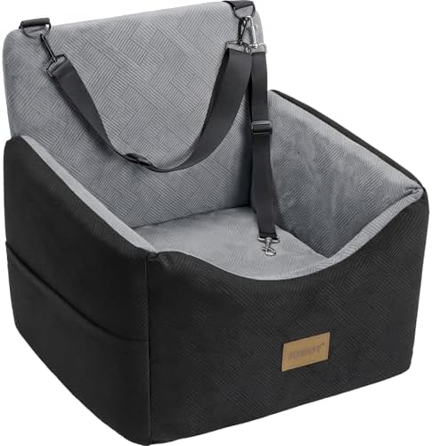 JOEJOY Dog Car Seats for Small Medium Dogs Under 35lbs, Dog Booster Seat with Detachable Washable Cover and Cushion, Memory Foam Pet Car Seat with Safety Belt and Storage Pockets (BLG) by JOEJOY