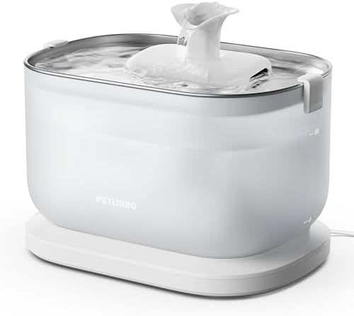 PETLIBRO Cat Water Fountain Stainless Steel Tray, Wireless Pump Cat Fountain, Ultra Quiet Pet Water Fountain, 2.5L Automatic Water Dispenser for Cats, Dual Flow Cat Water Dispenser Easy to Clean by Unknown