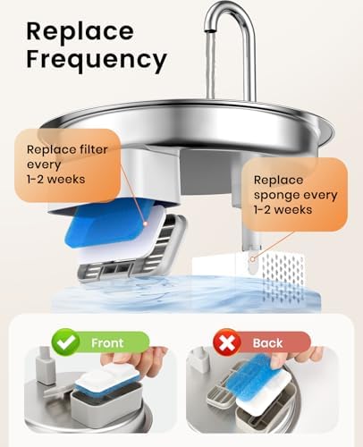 oneisall 8 Pack Replacement Filters for PWF-001 2L/67oz Cat Water Fountain Stainless Steel Water Fountain for Cats Inside, 3 Filtration System - Image 7