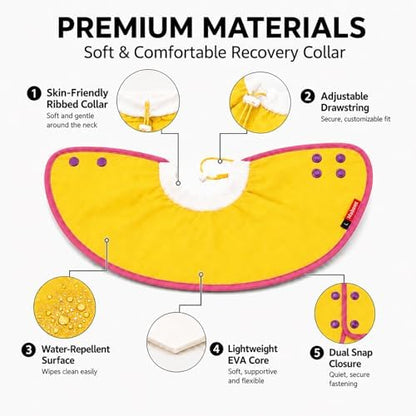Soft Dog Cone Collar Alternative, Adjustable Pet Recovery Collar After Surgery, Lightweight EVA Foam E-Collar for Dogs & Cats, Water-Repellent Cone to Prevent Licking Wounds (Yellow, M+) - Image 4