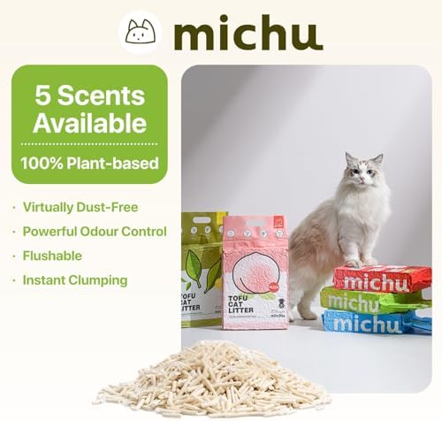 Michu Tofu Cat Litter Natural Clumping Tofu Cat Litter, Fast Clumping and Easily Scoop-able 5.5lb/88oz 5 Scents - Peach, 12 Pack - Image 2
