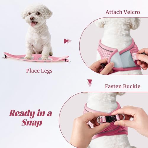 YIMEIS Dog Harness and Leash Set, No Pull Soft Mesh Pet Harness, Reflective Adjustable Puppy Vest for Small Medium Large Dogs, Cats (Pink, Small (Pack of 1) - Image 4