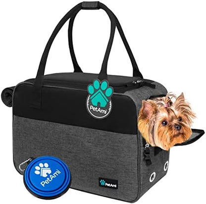 PetAmi Small Dog Purse Carrier with Pockets, Airline Approved, Charcoal by PetAmi